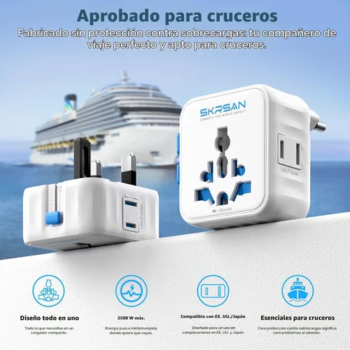 Vista 5 de Aura Mini - Enchufe global, 2 unidades, tamaño bolsillo