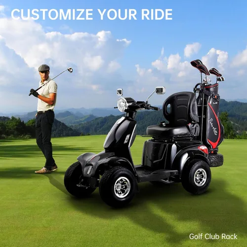 Vista 2 de Scooter de movilidad para adultos, carrito de golf eléctrico de alta resistencia, con 4 ruedas, para personas mayores, potente batería con caja
