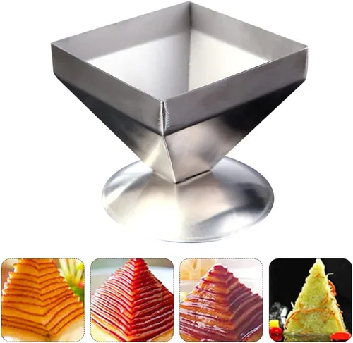 Vista 8 de DOITOOL Molde de pirámide de acero inoxidable, molde de carne, anillo para pastel, forma de triángulo, forma de relleno de alimentos, moldeador