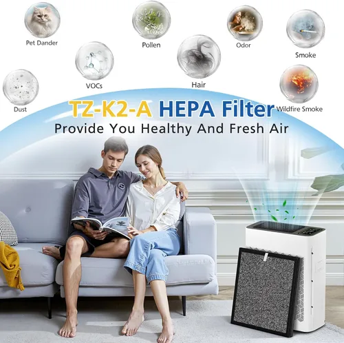 Vista 3 de LINNIW Filtro de repuesto TZ-K2 compatible con el purificador de aire ToLife TZ-K2, sistema de filtración 3 en 1 con carbón activado y prefiltro