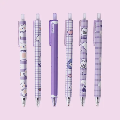 Vista 5 de Lindos bolígrafos kawaii de tinta negra de 0.020 in, bolígrafos de gel retráctiles kawaii, suministros escolares kawaii para diario y toma de notas