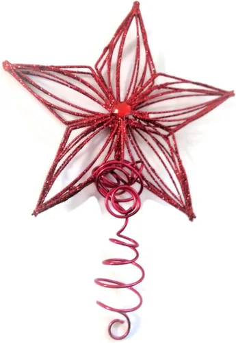 Vista 2 de Decoración de árbol de estrella roja de 6 pulgadas para Navidad, árboles de San Valentín