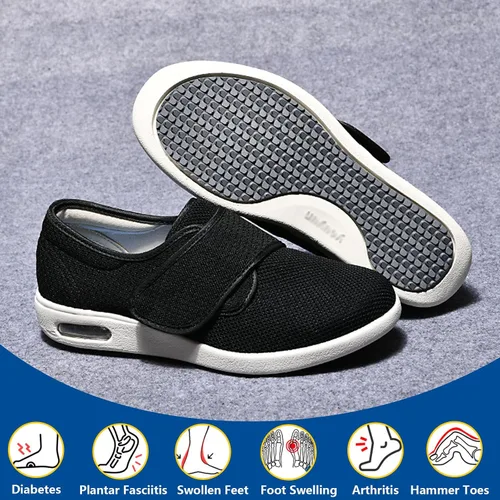 Vista 5 de bumuam Zapatos sin cordones para mujer con soporte de arco, zapatos de edema diabético con cierre ajustable, ligeros para pies diabéticos hinchados