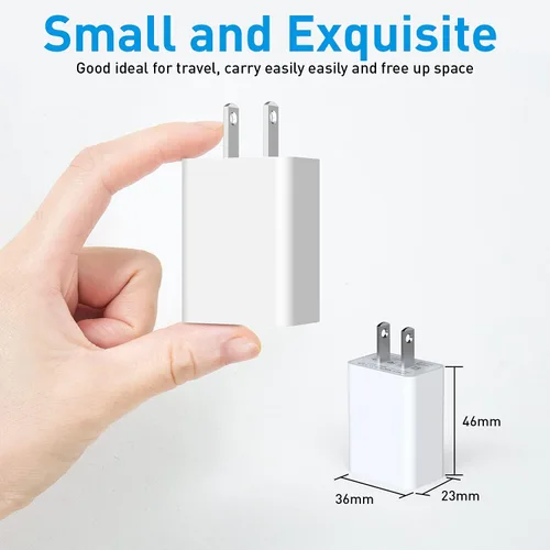 Vista 2 de Paquete de 4 cargadores de pared USB USB enchufe de pared 5V 2.1A adaptador de corriente alterna compatible con teléfonos inteligentes, relojes