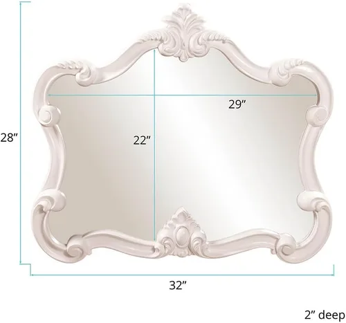 Vista 5 de Howard Elliott Veruca - Espejo ornamentado antiguo para punto focal de pared, rectangular grande para dormitorio, sala de estar y tocador, espejo