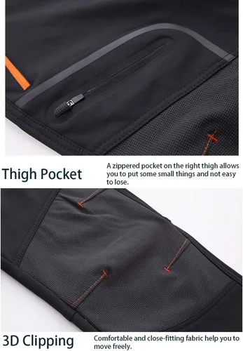 Vista 5 de EKLENTSON Pantalones de invierno para hombre con forro polar Softshell con bolsillos con cremallera
