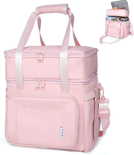 Vista 8 de Bolsa de almuerzo aislada NOL Natural Organic Lifestyle para adultos, bolsa de almuerzo grande de doble capa expandible a prueba de fugas, bolsa