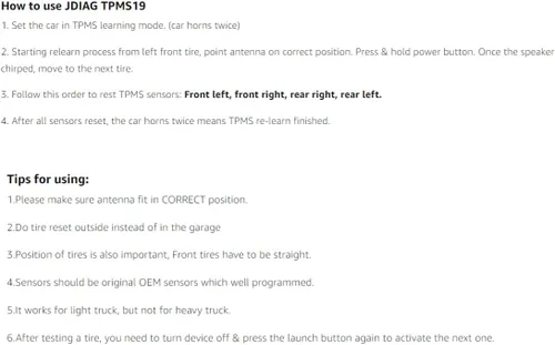 Vista 12 de JDIAG Herramienta de Sensor TPMS, Herramienta de Reaprendizaje TPMS para F150 Sensor de Reseteo Automático de TPMS Programación de Herramientas