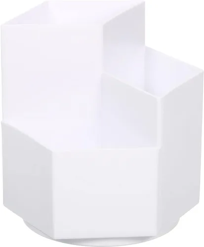 Vista 6 de PATIKIL Portalápices de plástico, 3 ranuras, rotación de 360 grados, cepillo de maquillaje, organizador de escritorio, taza para oficina y hogar
