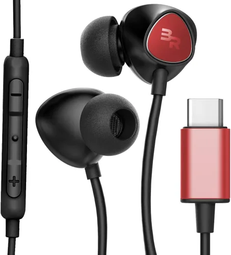 Vista 7 de Bolle & Raven Auriculares USB-C con micrófono, auriculares intrauditivos con cable con control remoto en línea + micrófono para teléfonos tipo C