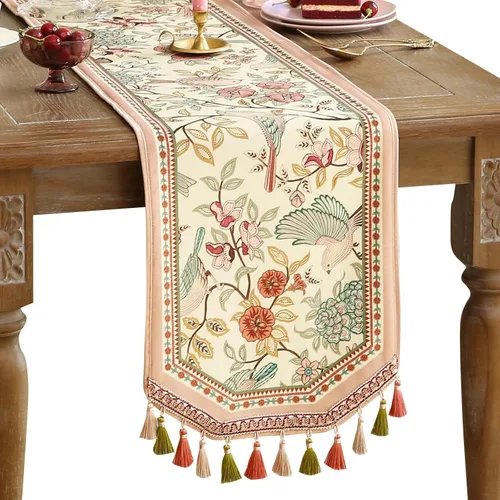 Vista 15 de patdrea Camino de mesa de terciopelo francés estilo granja para decoración del hogar, cocina, comedor, fiestas, cenas familiares, boda 12"*63