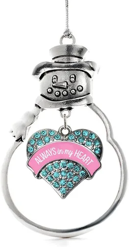 Vista 139 de Inspired Silver - Big Sis - Adorno de Navidad plateado - Adorno de árbol de Navidad con dije de corazón con circonita cúbica - Decoración colgante