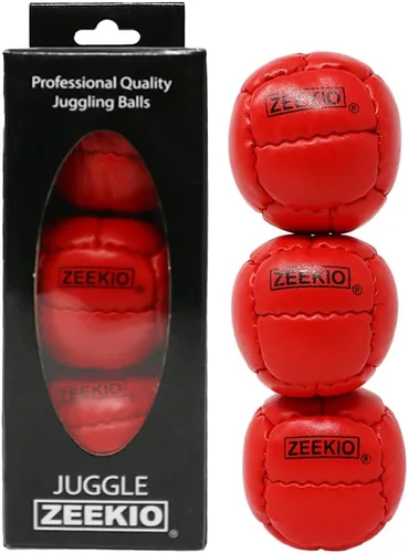 Vista 10 de Zeekio Galaxy Malabares - Pelotas de cuero genuino de 12 paneles de primera calidad, 4.59 oz, 2.638 in, paquete de 3 (negro)