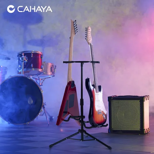 Vista 7 de CAHAYA Soporte de guitarra plegable doble soporte universal de doble