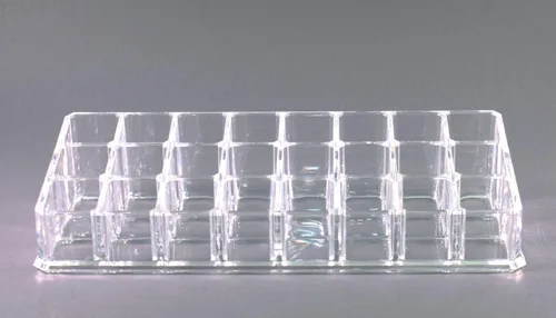 Vista 2 de Estuche de maquillaje acrílico transparente y lápiz labial o soporte para brochas con 24 compartimentos