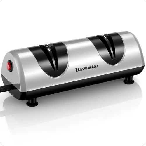 Vista 8 de Afilador de cuchillos eléctrico Dawnstar, afilador de cuchillos de cocina profesional para uso doméstico, 2 etapas de afilado grueso y pulido fino