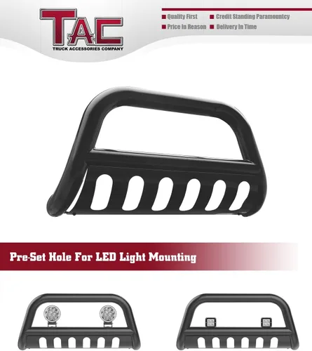 Vista 6 de TAC Bull Bar Fit 2007-2021 Tundra Pickup Truck / Sequoia SUV 2008-2022 de 3 pulgadas, cepillo frontal negro, protector de parachoques protector