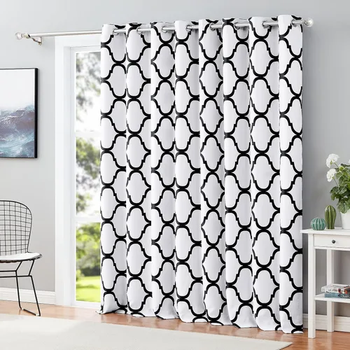 Vista 21 de Melodieux - Cortina opaca con aislamiento térmico y ojales, de estilo marroquí, 100 x 84 pulgadas, color gris (1 panel)