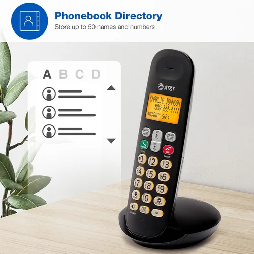 Vista 8 de AT&T Teléfono inalámbrico EL1101 DECT 6.0 Identificador de llamadas, teclado iluminado, pantalla LCD, altavoz dúplex completo, modo ECO, modo