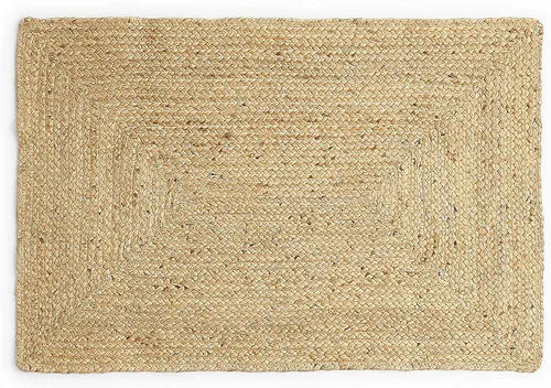 Vista 3 de RedEarth · Alfombra rectangular - 2'x3' de yute natural trenzada con respaldo antideslizante - Alfombra boho tejida a mano para dormitorio, cocina