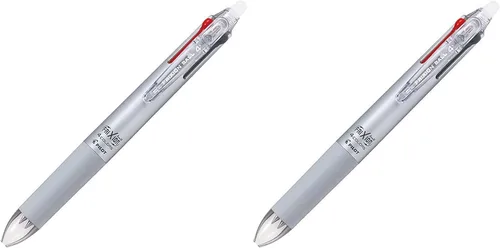 Vista 4 de Pilot Bolígrafo Frixion Ball 4, 0.015 in ultrafino, 4 colores (negro, rojo, azul y verde), cuerpo plateado de graduación (PLKFB80UF-GRS)