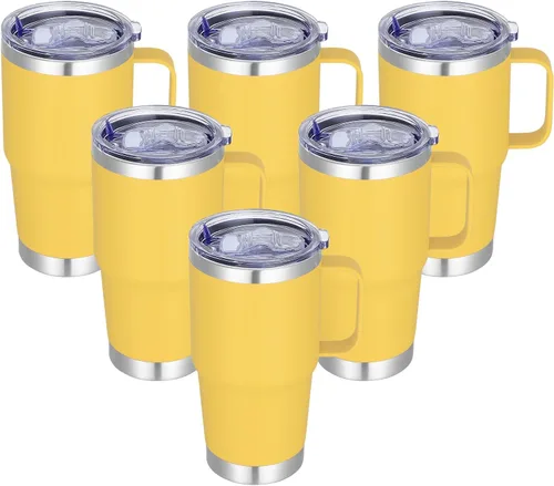 Vista 16 de Vaso térmico de acero inoxidable de 20 oz con asa, envase a granel, vasos termales metálicos aislados, taza de café de viaje con asa, vaso de doble