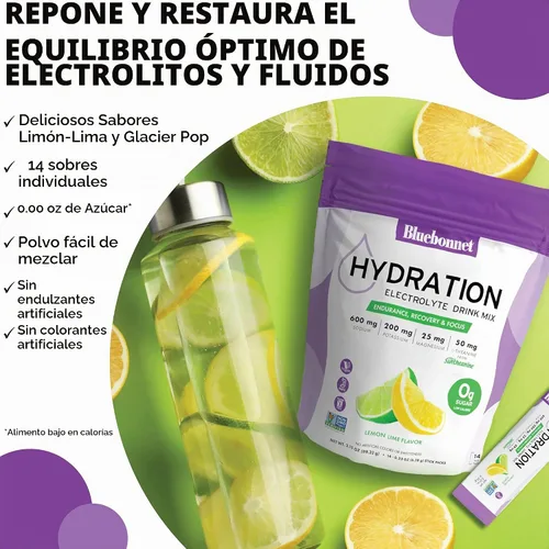 Vista 5 de BlueBonnet Mezcla de bebidas con electrolitos de hidratación nutricional