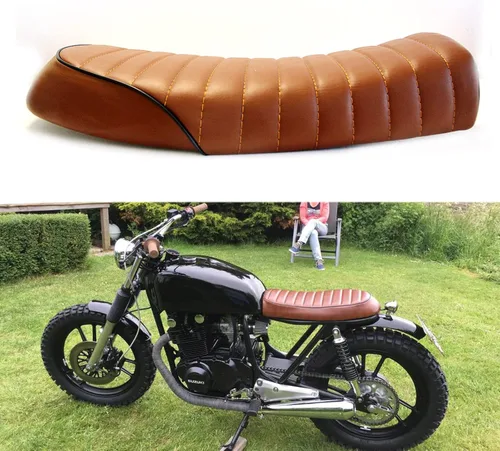 Vista 12 de Sillín universal de motocicleta plano y con joroba Cafe Racer, acolchado, estilo vintage, para KZ400, KZ550, K750, Z650, W650, CB100, CB125, CB175
