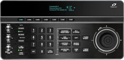 Vista 2 de Telycam Controlador de cámara V-Joy+ en PTZ con pantalla OLED, control de joystick, palanca de seguimiento automático, soporte de protocolo VISCA