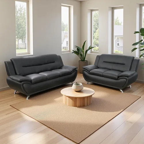 Vista 25 de Sofás de cuero para sala de estar, juego de sofá seccional, juego de 2 piezas de muebles para sala de estar, juego de sofá y sofá biplaza