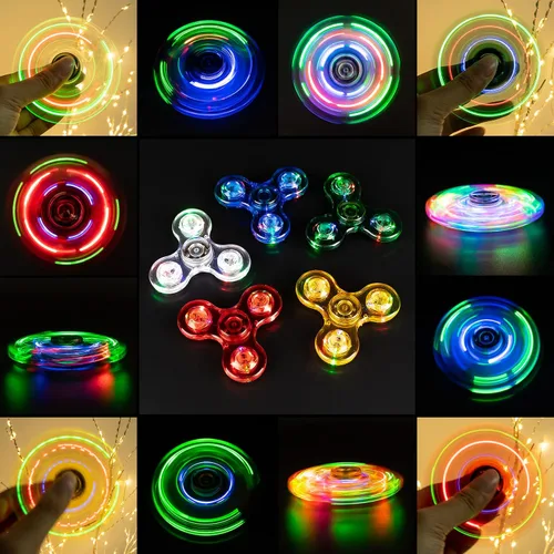 Vista 4 de Fidget Spinner 2 unidades, Fidget Spinners iluminados y brillan en la oscuridad para niños, premios de aula, juguetes para aliviar el estrés