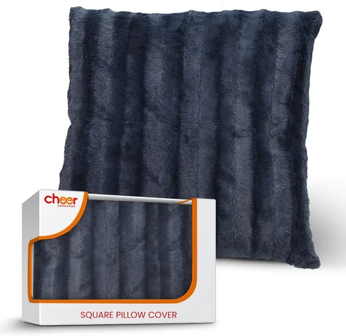 Vista 13 de Cheer Collection Funda de Almohada Decorativa de Piel Sintética 18x18 pulgadas– Funda de Almohada de Acento Decorativa Suave para Sofá o Cama, Funda