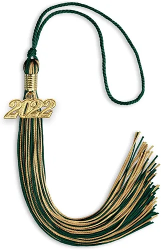Vista 260 de Endea Graduation - Borla de doble color mixto con fecha dorada (negro/dorado antiguo, 2021)
