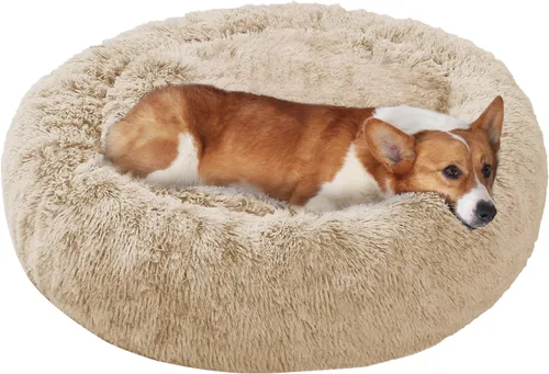 Vista 41 de JOLLYVOGUE - Cama para perros y gatos, cama relajante y antiestrés para mascotas y perros pequeños, cojín esponjoso en forma de dona para mascotas