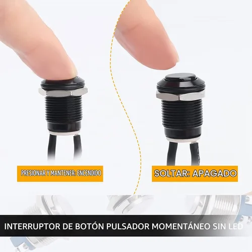 Vista 4 de STARELO 5pcs 0.472 in interruptor de botón momentáneo carcasa negra con pre-cableado, IP65 impermeable interruptor de botón, aleación de aluminio 1