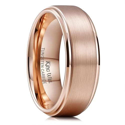 Vista 10 de King Will Anillo de Boda Clásico de Tungsteno para Hombre, Anillos de 6/7/8/9/10mm de Ancho, Acabado Pulido, Borde de Escalón Mate, Ajuste Cómodo