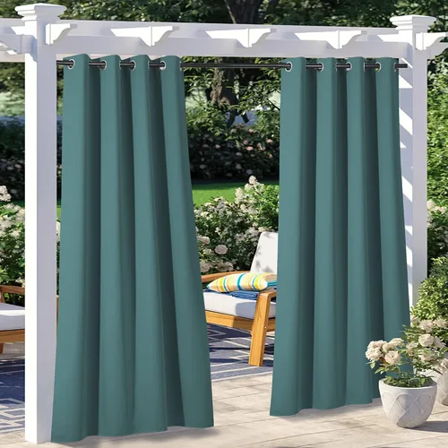 Vista 55 de NICETOWN Cortina para Exteriores para Patio Impermeable de 84 Pulgadas de Ancho, Aislamiento Térmico con Ojales Antioxidantes Bloqueo UV Cortina