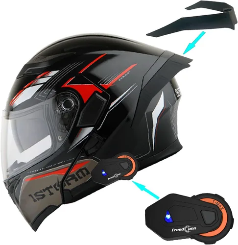 Vista 12 de 1Storm Casco modular de cara completa para motocicleta con doble visera abatible, protector solar: HB89