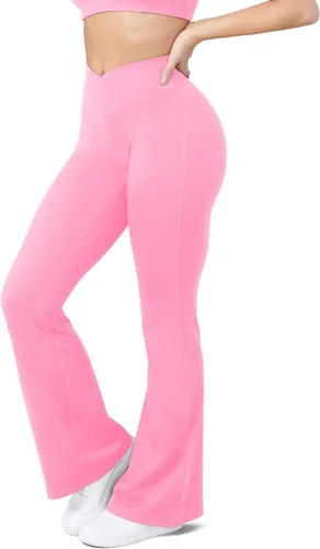 Vista 16 de HEGALY Pantalones de yoga acampanados para mujer, leggings cruzados, suaves, de cintura alta, pantalones casuales de entrenamiento con corte de bota