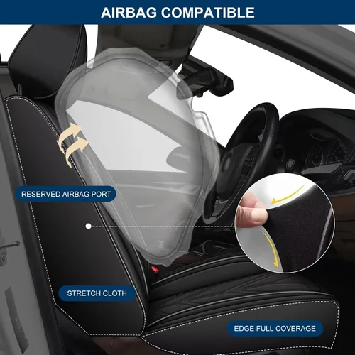 Vista 5 de DISUTOGO Fundas de asiento delantero de automóvil para Ford EcoSport 2018-2025, funda de asiento de cuero impermeable, cómodo protector de cojín