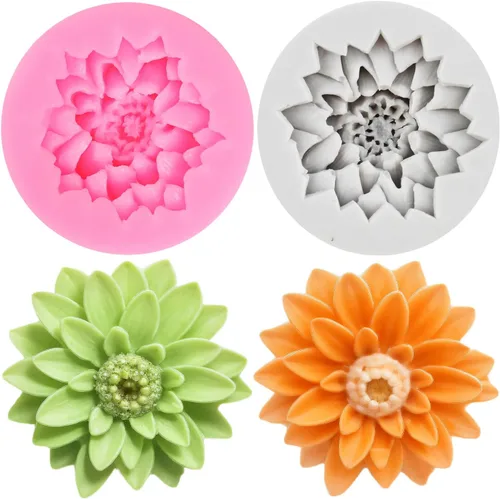 Vista 12 de Moldes de silicona de girasol, molde de fondant de flores para decoración de pasteles, decoración de cupcakes, pasta de caramelo de chocolate, juego