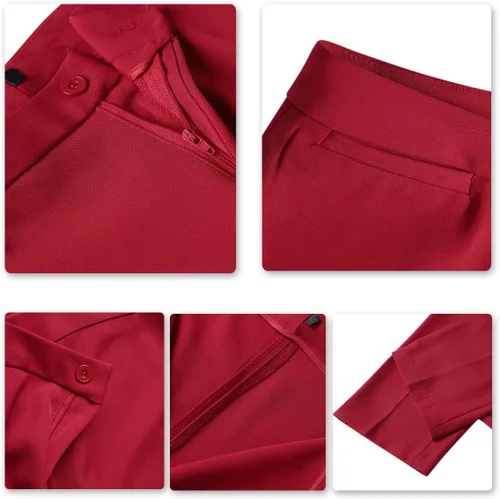 Vista 7 de YUNCLOS Conjunto de chaqueta y pantalones de 1 botón para mujer