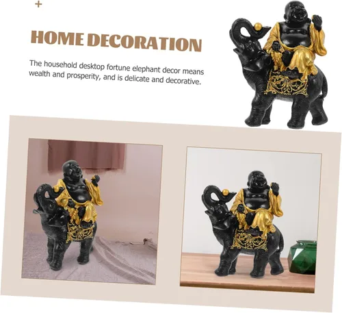 Vista 6 de ARTIBETTER Maitreya - Adornos de Buda para mesa, estatua de animal Feng Shui, estatua de elefante Fengshui, estatua de animales decorativos, estatua