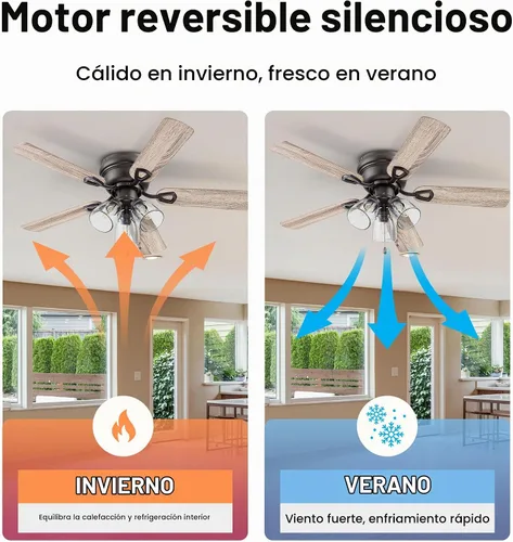 Vista 8 de Portage Bay - Ventilador de techo Renton, 42 pulgadas, bronce, para interior, con 3 luces LED transparentes, múltiples aspas, focos E26/B11