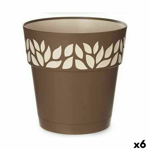 Vista 2 de Maceta Autorriego Stefanplast Cloe Marrón Plástico 25 x 25 x 25 cm (6 Unidades)