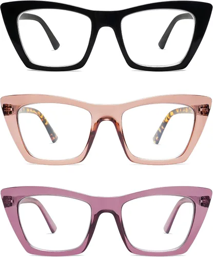 Vista 8 de AMOMOMA Anteojos de lectura de gran tamaño para mujer, diseño de ojo de gato a la moda, lector de computadora con luz azul AM6028 Ac1 Blk+c2 Tortuga