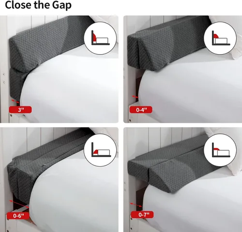 Vista 2 de Almohada de cuña para cabecera, relleno de espacio de cama tamaño King gris, almohada de cuña plegable para cabecero, relleno de colchón de espuma