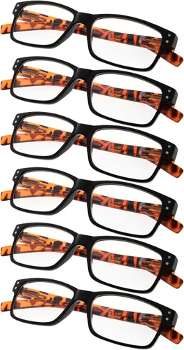 Vista 14 de Gafas de lectura, paquete de 5 bisagras de resorte para mujeres y hombres, incluye 3 negras 2 tortugas +0.00