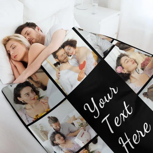 Vista 3 de D-Story Manta personalizada con fotos con cualquier texto - Mantas con imágenes personalizadas para Navidad, cumpleaños, regalos para parejas