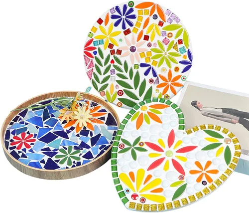 Vista 5 de Mosaico de cerámica de hojas de pétalos de gota de agua de 1.1 libras para manualidades, piezas de mosaico de cerámica en forma de lágrima
